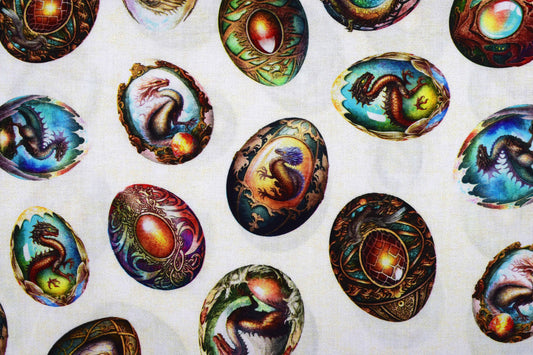 Dragon Eggs fabric , Quilting fabric, cotton fabric, dragon fire - Price by the Half Metre The Quilt Sanctuary