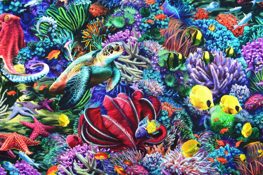 Tropical fish Fabric, Quilting fabric, cotton fabric, quilting treasures, treasures at Sea - Price by the Half Metre The Quilt Sanctuary