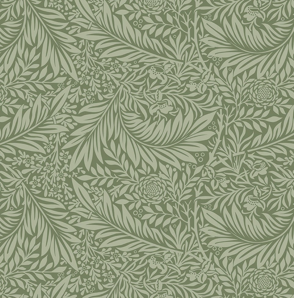 William Morris Larkspur sage green floral Quilting fabric, extra wide, cotton fabric - Price by the Half Metre The Quilt Sanctuary